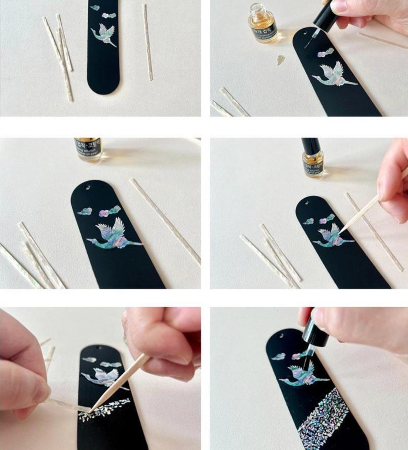 韓國傳統工藝자개 DIY書籤組-百合(백합)