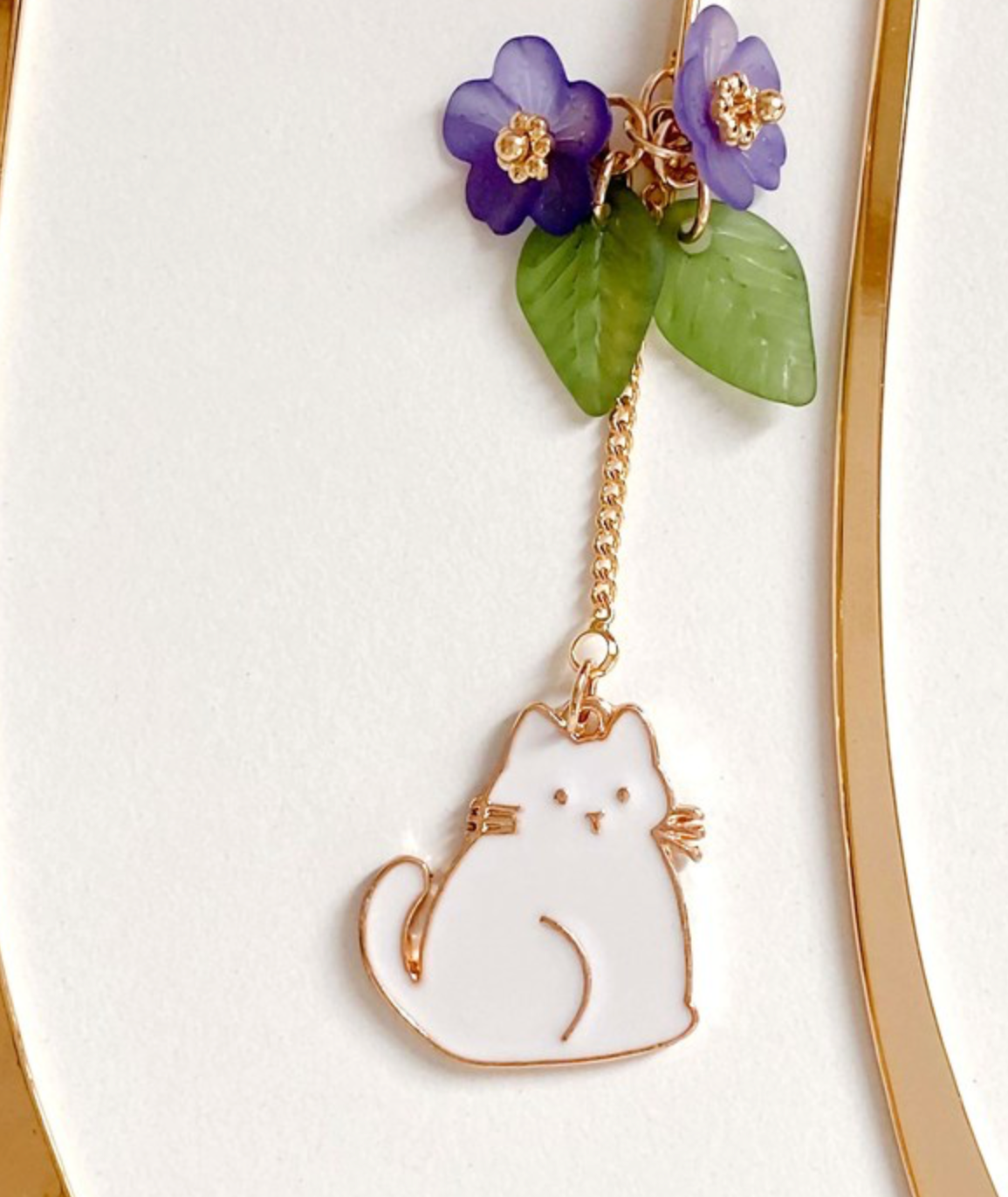 花花貓金屬書籤-濟州島山茶花紫色