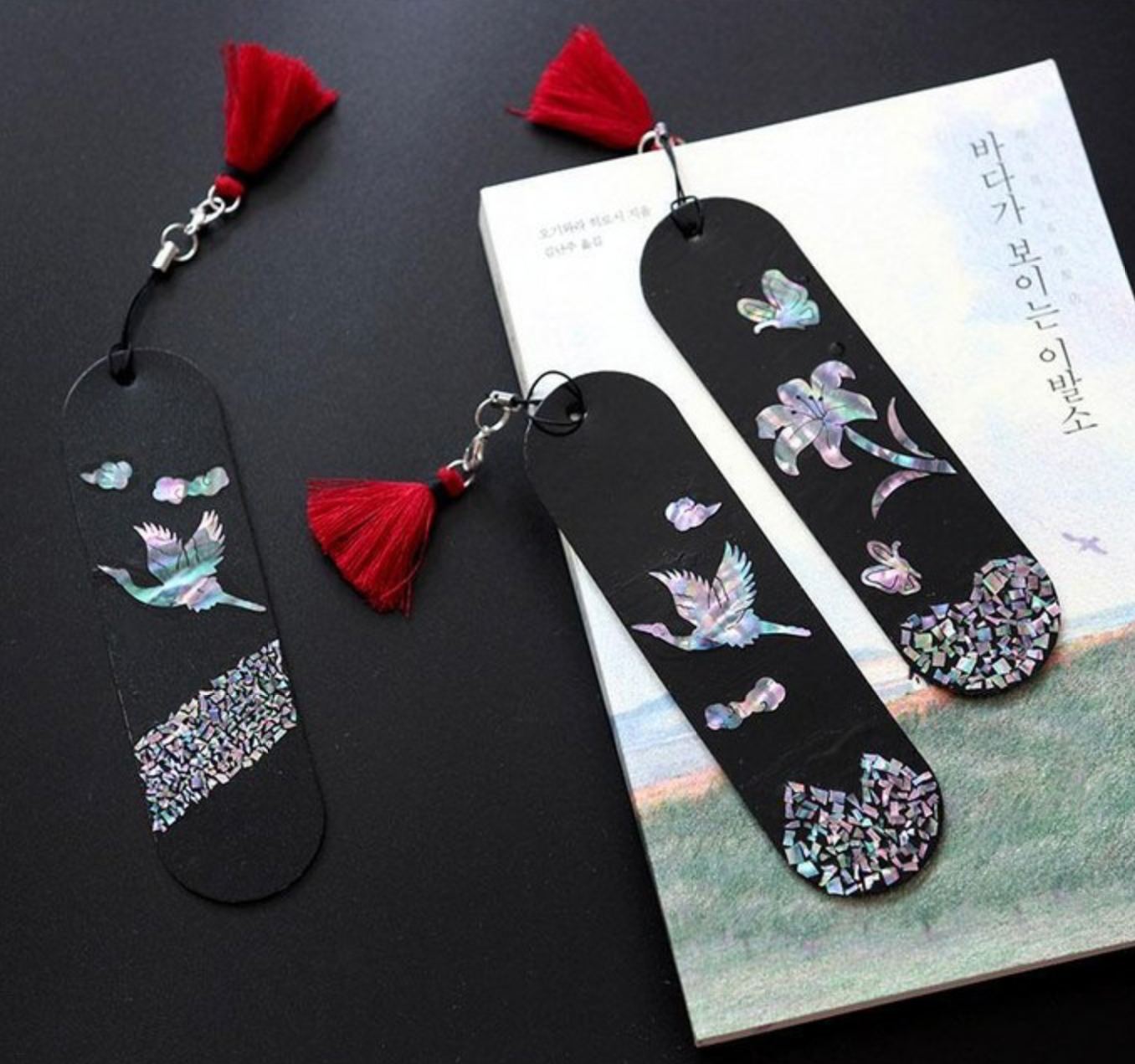 韓國傳統工藝자개 DIY書籤組－百合（백합）