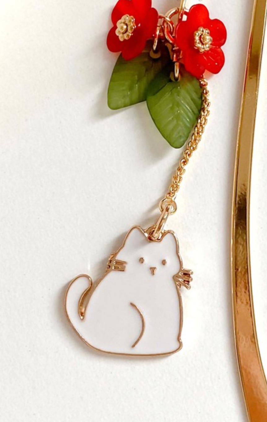 花花貓金屬書籤－濟州島山茶花